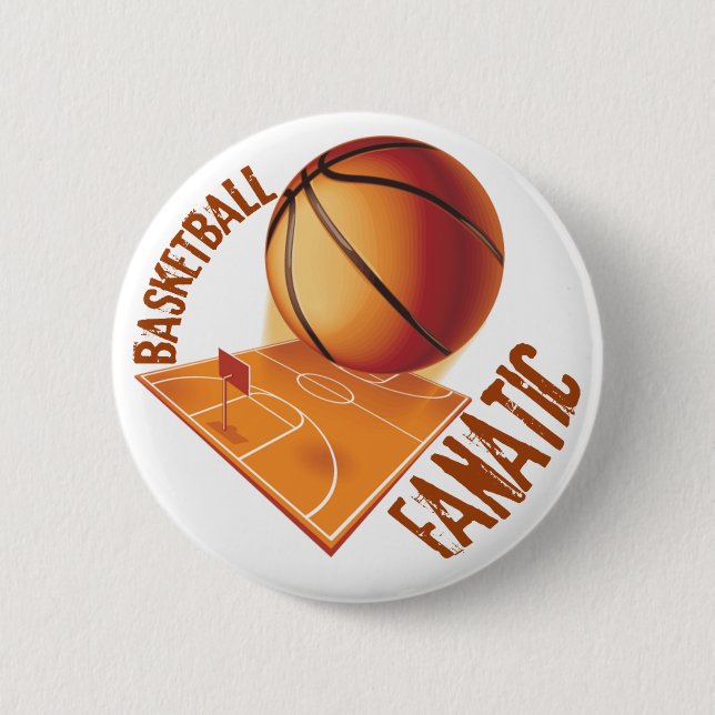 BASKETBALL FANATIC 6 CM ROUND BADGE (Front)