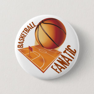 BASKETBALL FANATIC 6 CM ROUND BADGE