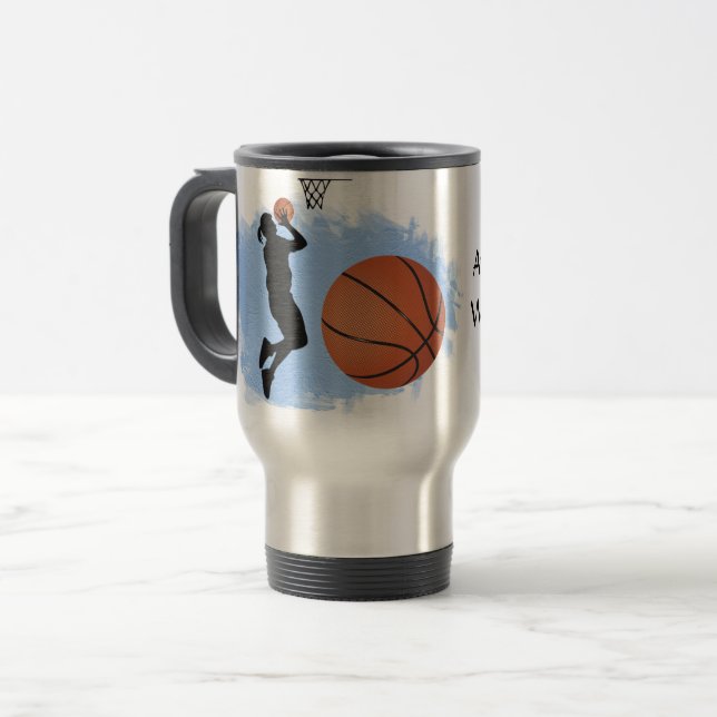 Basketball female player Poised to sink the Ball Travel Mug (Front Left)