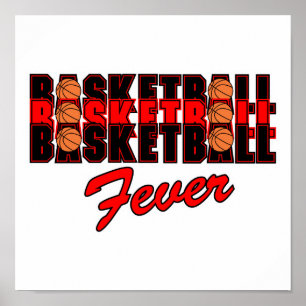 basketball fever red and black design poster