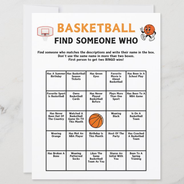 Basketball Find Someone Who Game (Front)