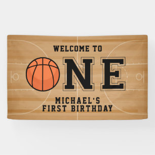 Basketball First Birthday Banner