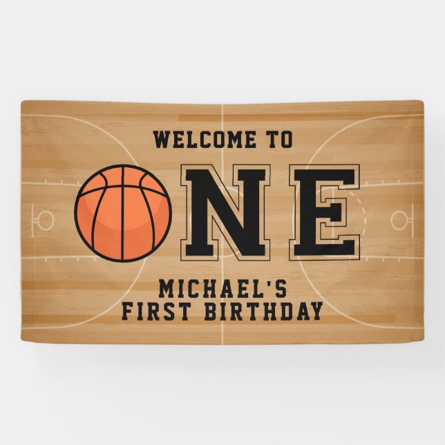 Basketball First Birthday Banner (Horizontal)
