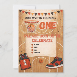 Basketball First Birthday Invitation