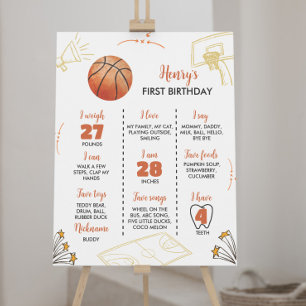 Basketball First Birthday Milestone Sign