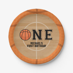 Basketball First Birthday Paper Plate
