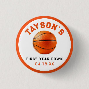 basketball First Year Down 1st Birthday 3 Cm Round Badge