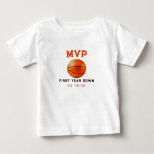 Basketball First Year Down 1st Birthday Baby T-Shirt