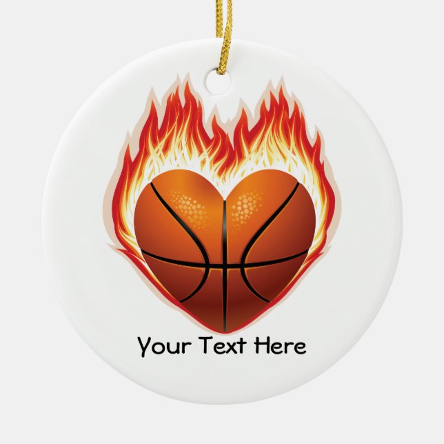 Basketball Flame Ornament (personalised) (Front)
