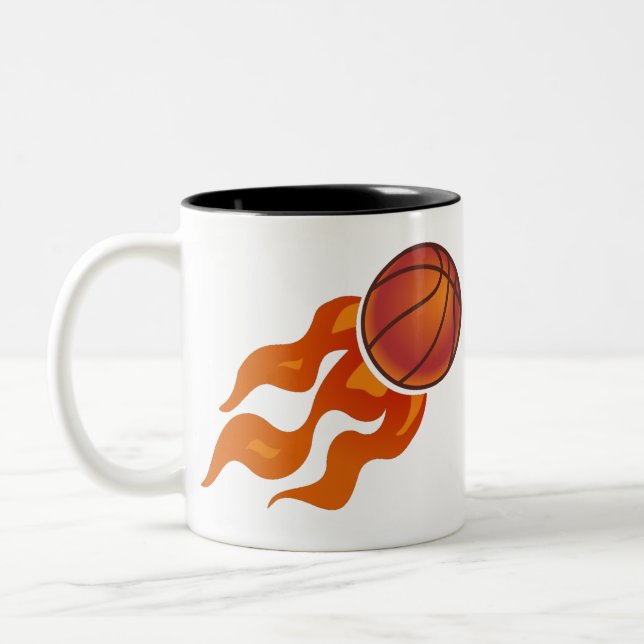 Basketball flames Two-Tone coffee mug (Left)