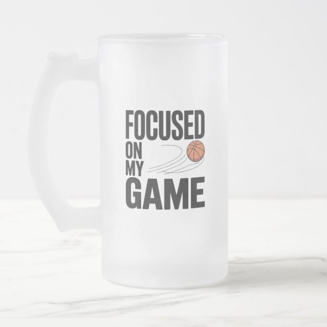 Basketball Focused Frosted Glass Mug (Left)