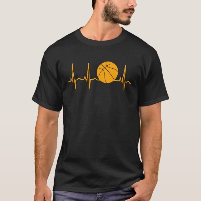 Basketball  for Men Bball Heartbeat Boys Gif T-Shirt (Front)