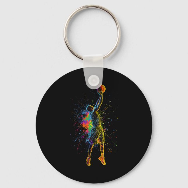 Basketball For Men Kids Youth Player Slam Dunk Tee Key Ring (Front)