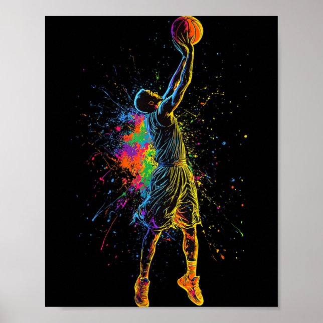 Basketball For Men Kids Youth Player Slam Dunk Tee Poster (Front)
