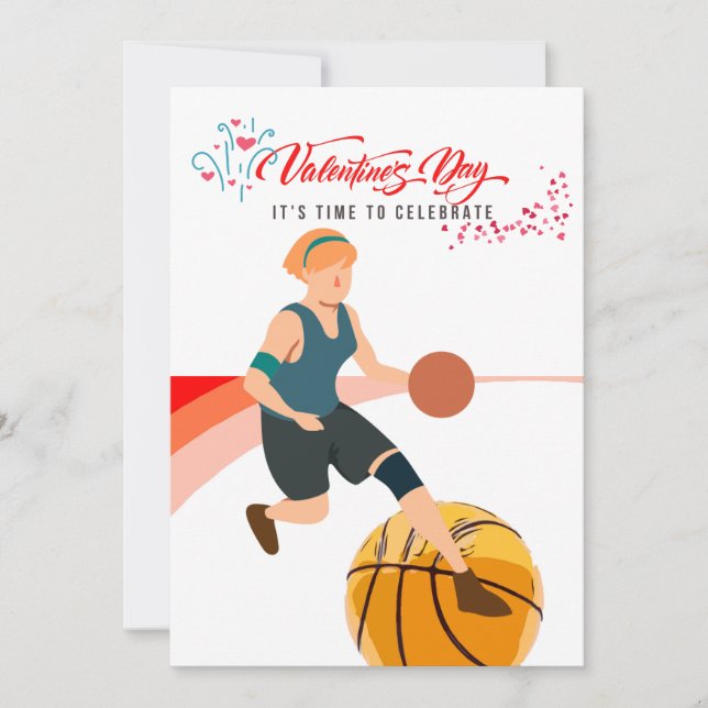 Basketball for Valentine's Day  with love    Holiday Card (Front)