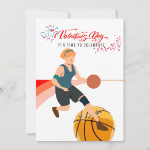 Basketball for Valentine's Day with love Holiday Card