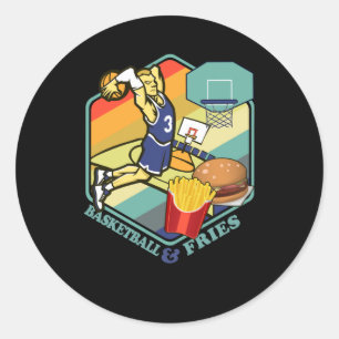 Basketball Fries Fastfood Burger Basketballer Classic Round Sticker