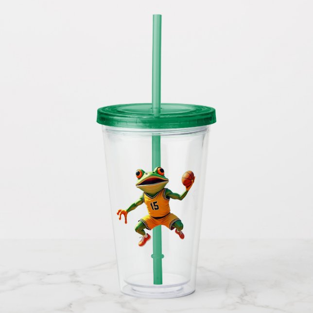 Basketball Frog acrylic tumbler (Front)
