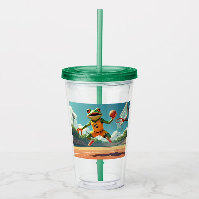 Basketball Frog acrylic tumbler (Front)