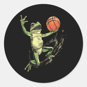 Basketball Frog Artwork Drawing Basketball Hoop Bb Classic Round Sticker
