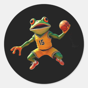 Basketball Frog large round black stickers