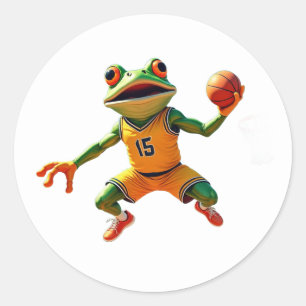 Basketball Frog large round white stickers