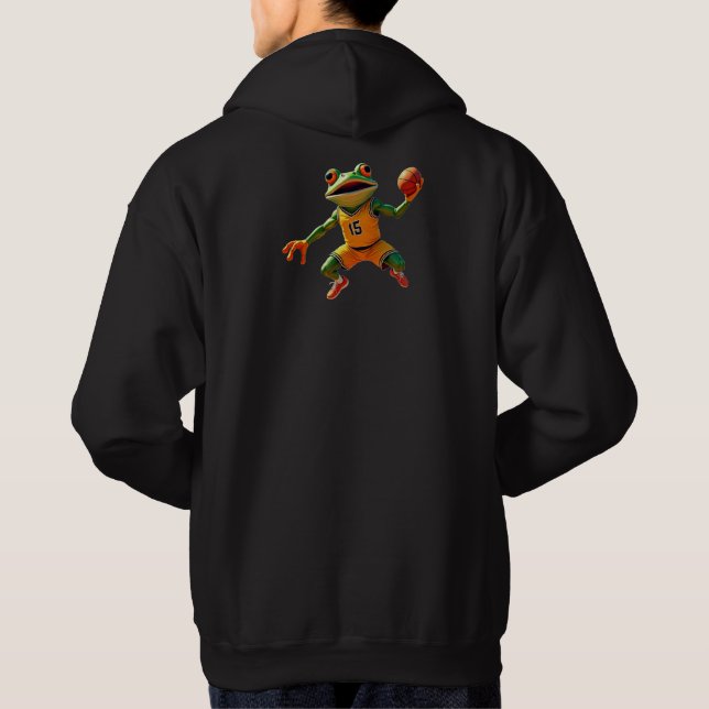 Basketball Frog men black hooded sweatshirt back (Back)