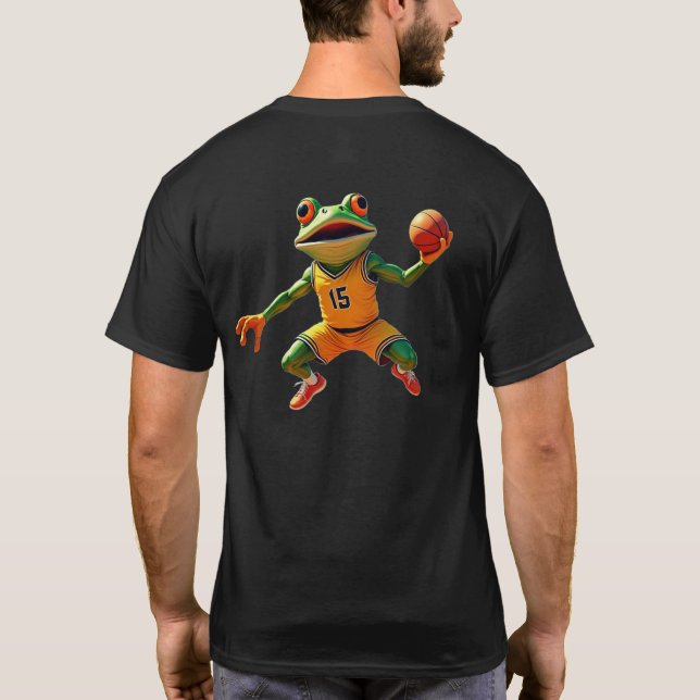 Basketball Frog men black T-shirt back (Back)