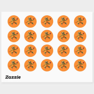 Basketball Frog small round orange stickers