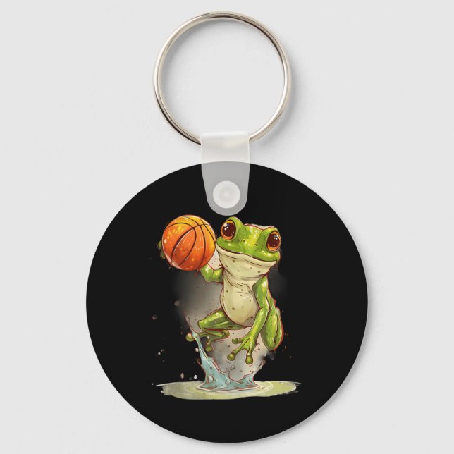 Basketball Frog Toad Drawing Artwork Basketball Pl Key Ring (Front)