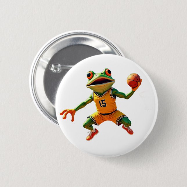 Basketball Frog white button (Front & Back)