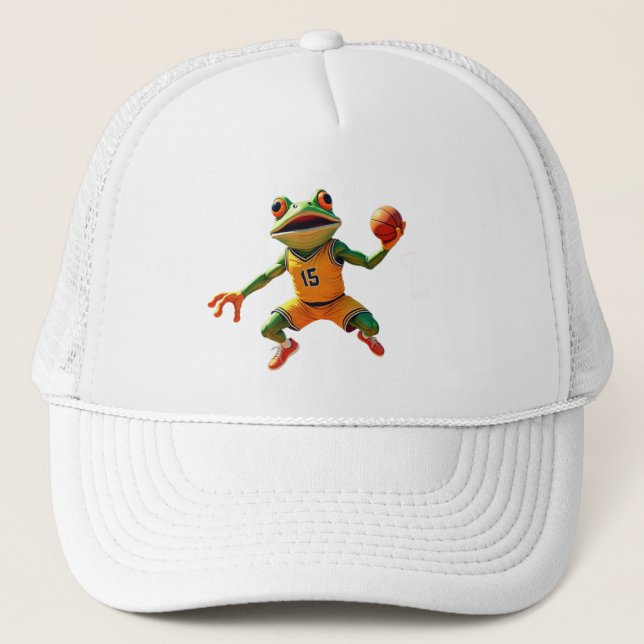 Basketball Frog white trucker hat (Front)