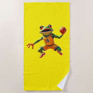 Basketball Frog yellow beach towel