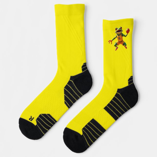 Basketball Frog yellow high performance socks (Left)