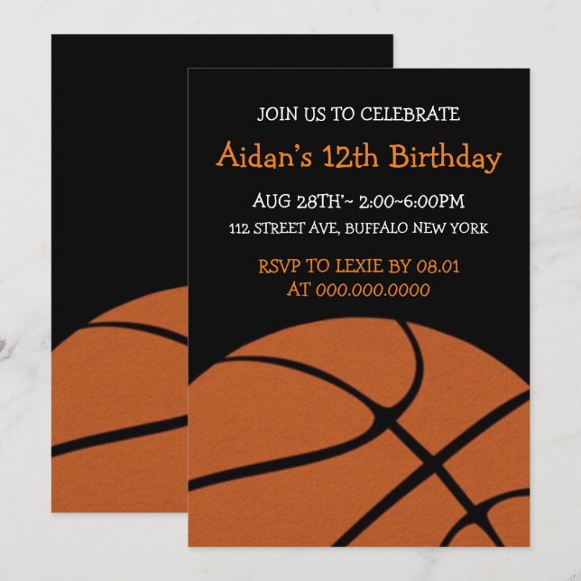 Basketball Fun Birthday Party Invitation (Front/Back)
