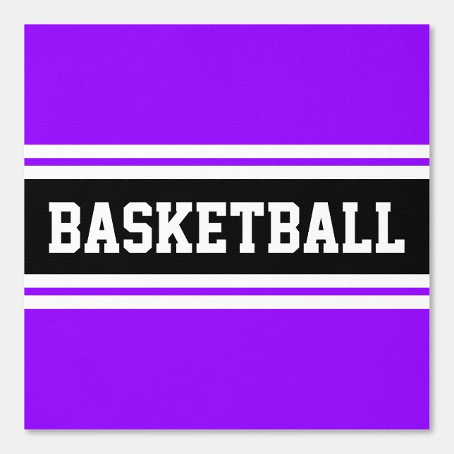 BASKETBALL Fun Bright Purple Black White Stripes  Wallpaper (Front)