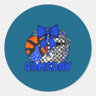 Basketball Game Day Go Cheer Classic Round Sticker