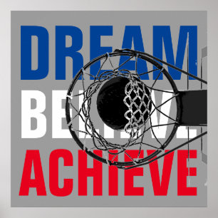 Basketball Game Inspirational Motivational Achieve Poster