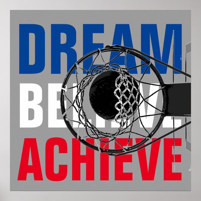 Basketball Game Inspirational Motivational Achieve Poster (Front)
