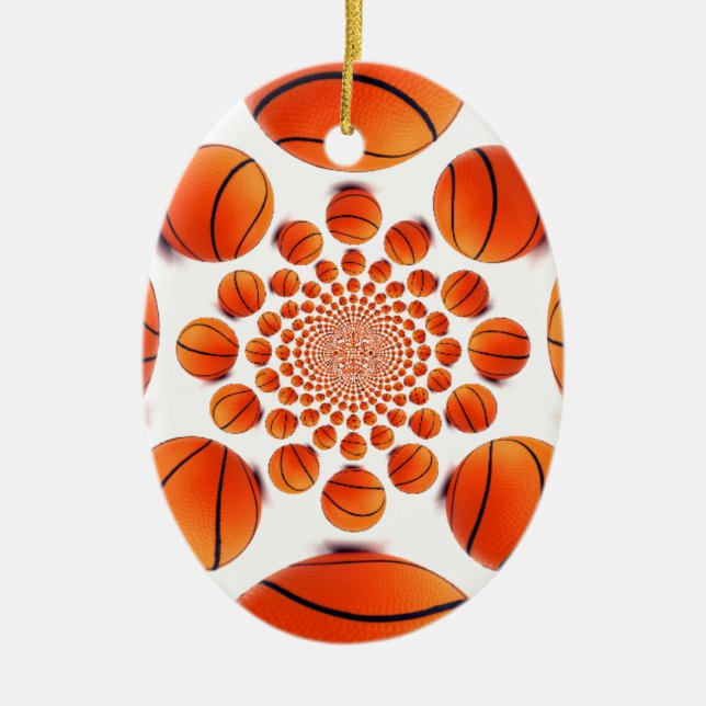 Basketball Game of Champions: Court Vision Kaleida Ceramic Tree Decoration (Front)