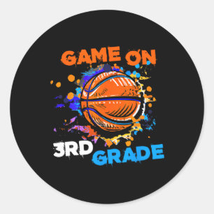 Basketball Game On 3rd Grade 1st Day Of School Tea Classic Round Sticker