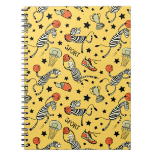 Basketball game seamless pattern with doodle cute  notebook