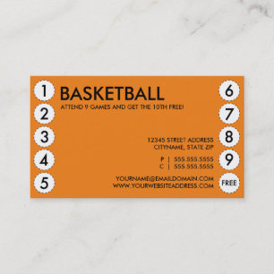 basketball games punch card