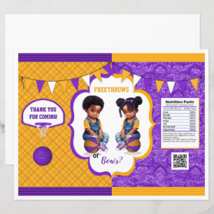 Basketball Gender Reveal Chip Bag Purple & Gold