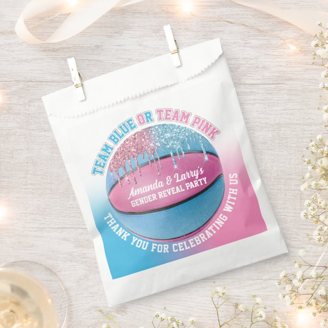 Basketball Gender Reveal Favour Bags (Clipped)