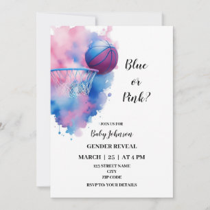Basketball gender reveal invitation