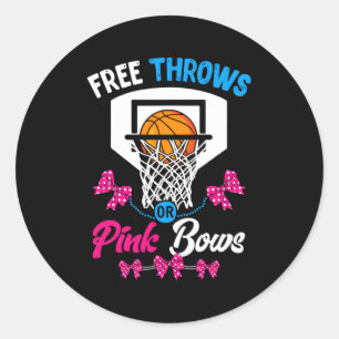 Basketball Gender Reveal Py Free Throws Or K Bows Classic Round Sticker