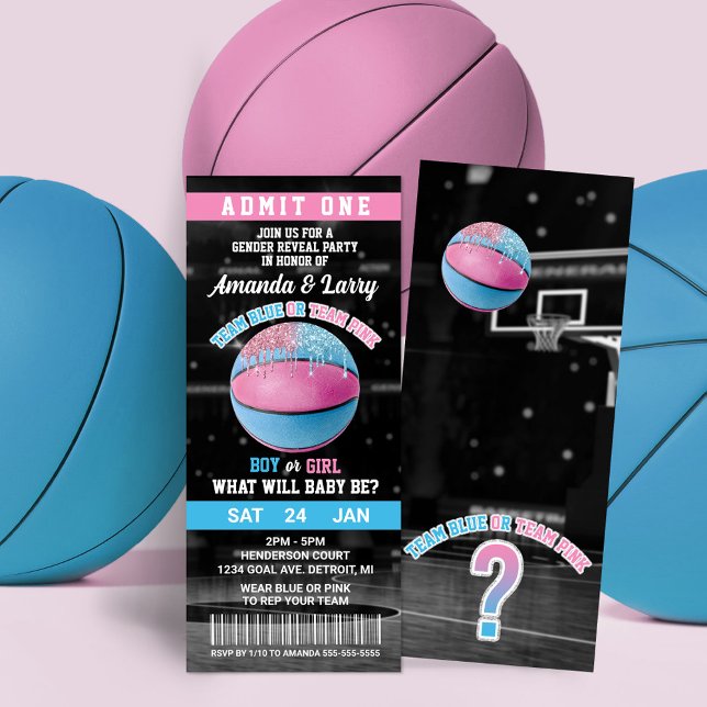 Basketball Gender Reveal Ticket Invitation (Creator Uploaded)