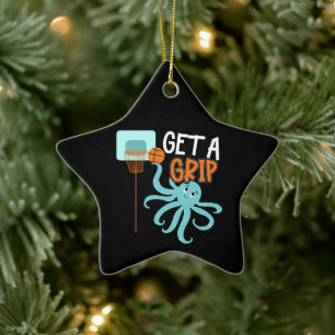 Basketball Get a Grip Octopus Quote Ceramic Tree Decoration