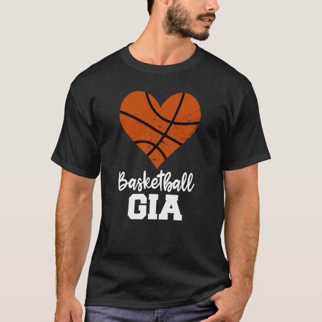 Basketball Gia Basketball Heart Grandma Gia T-Shirt (Front)